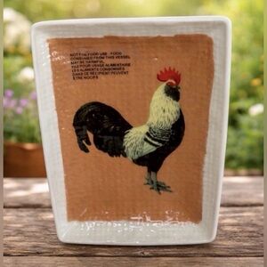 Ashland Trinket Mini Dish Tray Rooster Chicken Hen Farmhouse Country Decor Brown